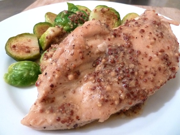 chicken & Brussels sprouts with mustard sauce